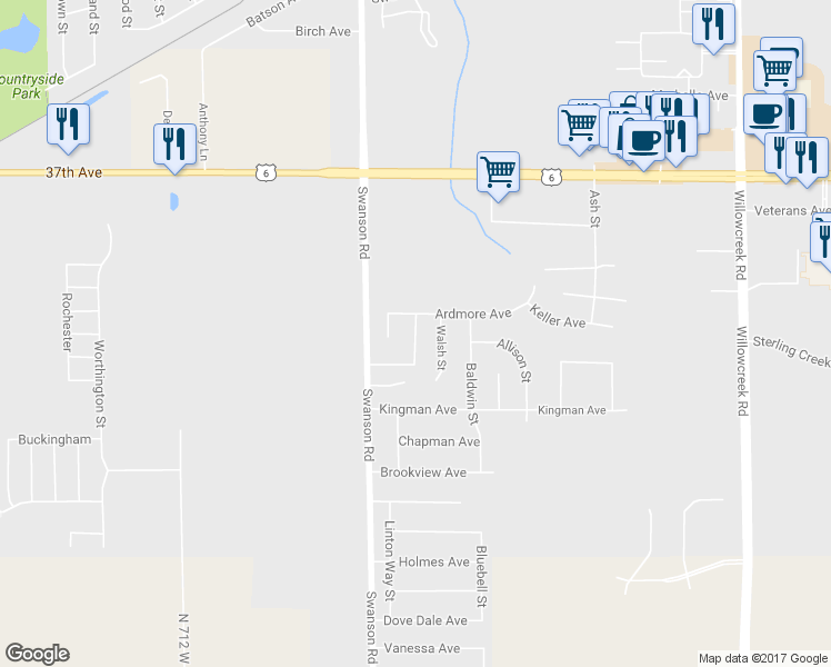 map of restaurants, bars, coffee shops, grocery stores, and more near 3679 Gateman St in Portage