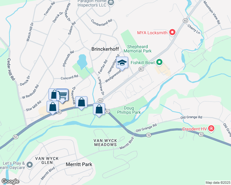 map of restaurants, bars, coffee shops, grocery stores, and more near 6 Mountainview Knolls Drive in Fishkill