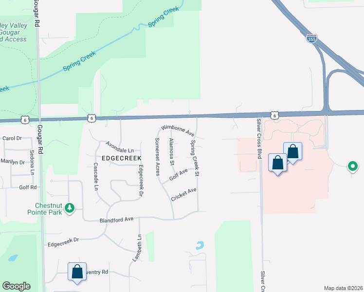 map of restaurants, bars, coffee shops, grocery stores, and more near 3707 Vail Court in New Lenox