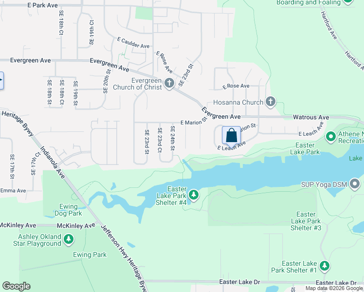 map of restaurants, bars, coffee shops, grocery stores, and more near 4207 Easter Bay Court in Des Moines