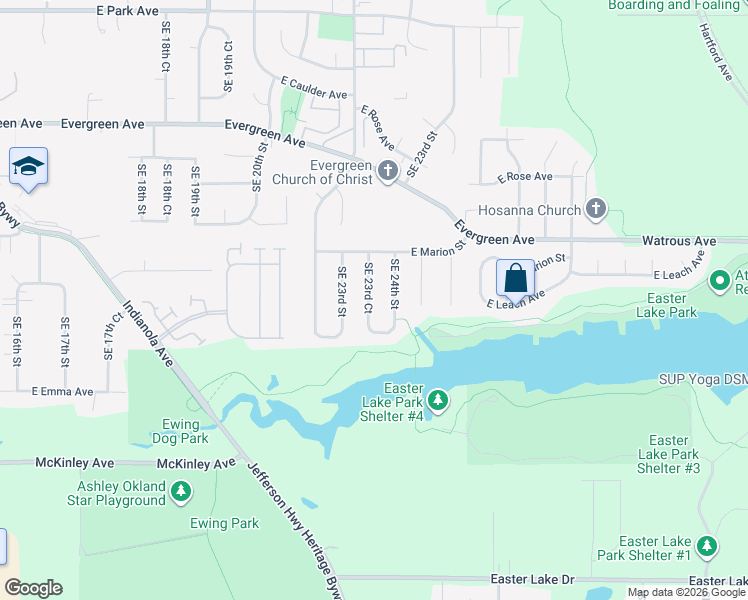 map of restaurants, bars, coffee shops, grocery stores, and more near 4206 Southeast 24th Street in Des Moines