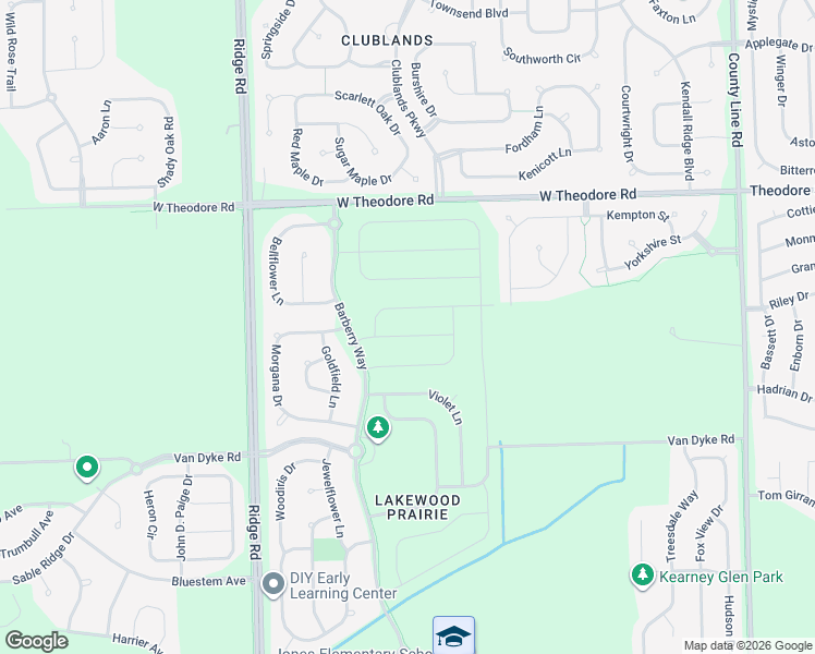 map of restaurants, bars, coffee shops, grocery stores, and more near 1211 Barberry Way in Joliet