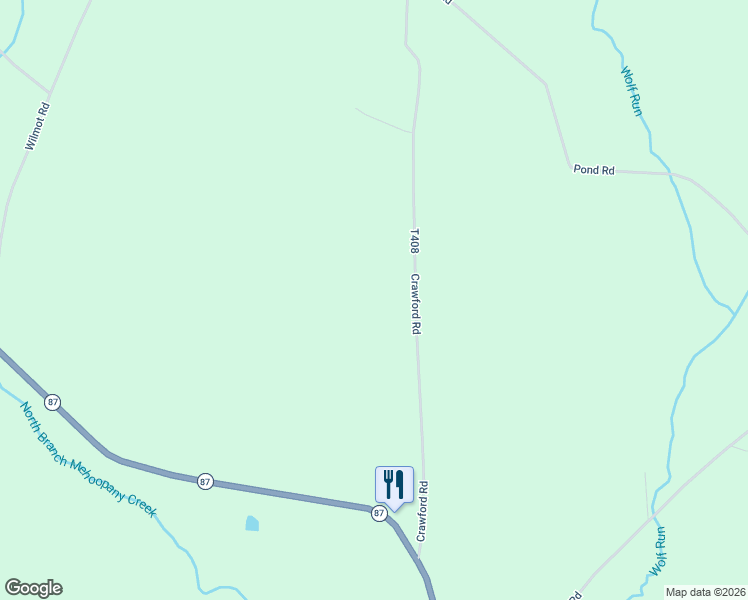 map of restaurants, bars, coffee shops, grocery stores, and more near 272 Crawford Road in Dushore