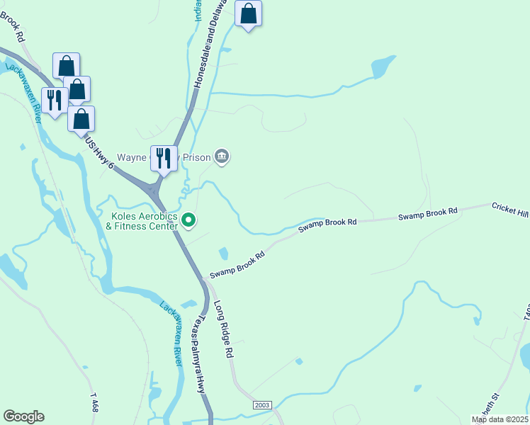 map of restaurants, bars, coffee shops, grocery stores, and more near 69 Harmony Lane in Hawley