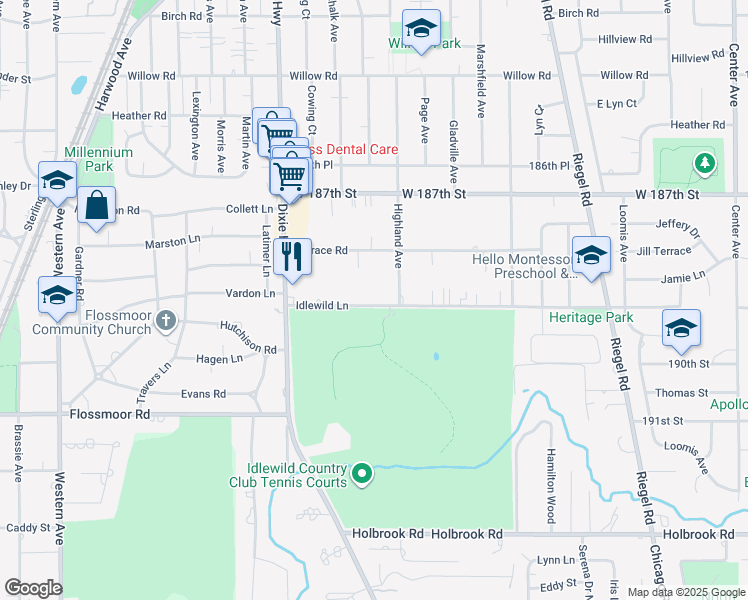 map of restaurants, bars, coffee shops, grocery stores, and more near 1841 Terrace Road in Homewood