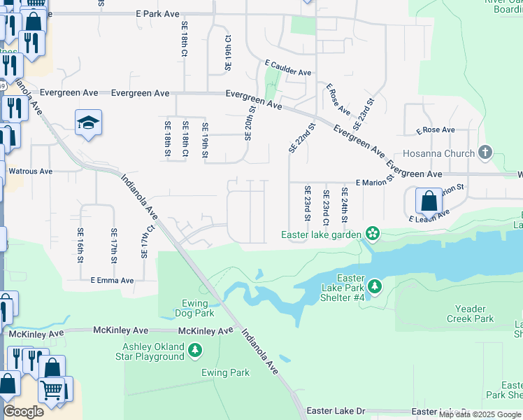 map of restaurants, bars, coffee shops, grocery stores, and more near 4071 Berwick Drive in Des Moines