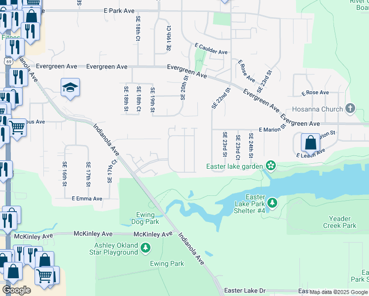map of restaurants, bars, coffee shops, grocery stores, and more near 4140 Hampton Cir in Des Moines