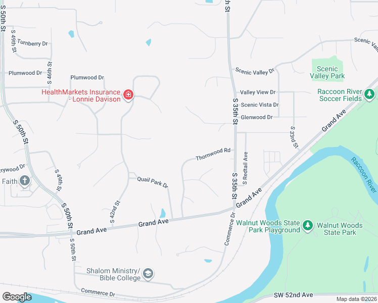 map of restaurants, bars, coffee shops, grocery stores, and more near 1613 Thornwood Road in West Des Moines