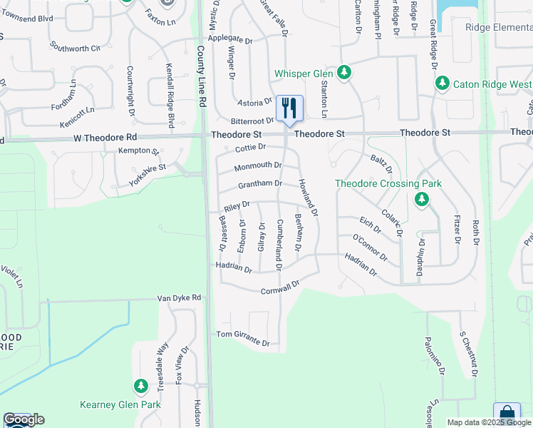 map of restaurants, bars, coffee shops, grocery stores, and more near 1404 Gilray Drive in Joliet