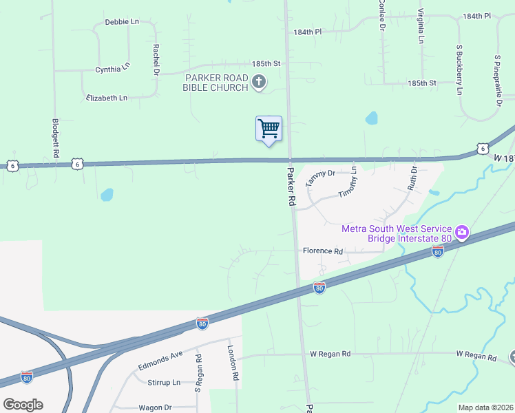 map of restaurants, bars, coffee shops, grocery stores, and more near 13401-13999 Southwest Highway in Mokena