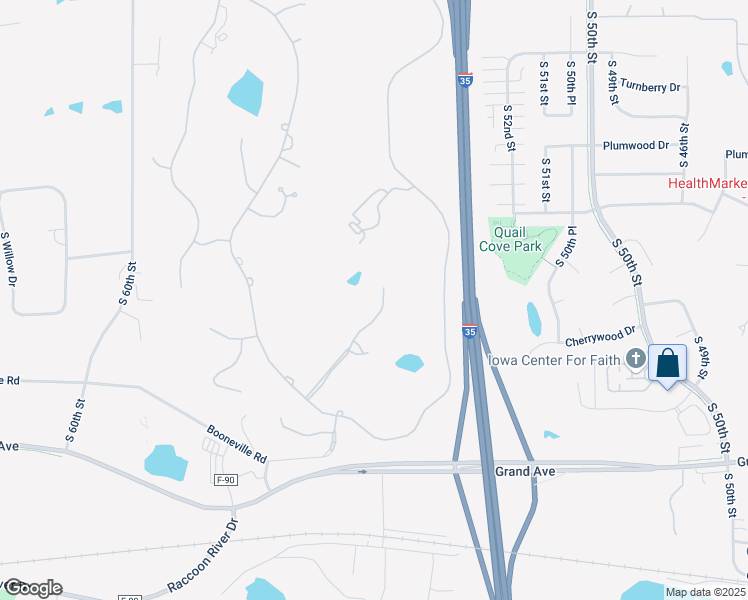 map of restaurants, bars, coffee shops, grocery stores, and more near 1623 Plum Thicket Lane in West Des Moines