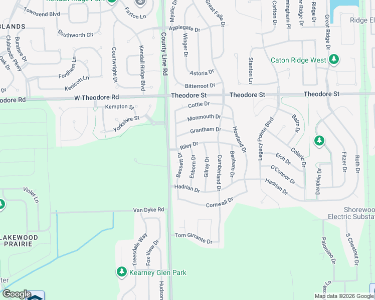 map of restaurants, bars, coffee shops, grocery stores, and more near 7015 Riley Drive in Joliet