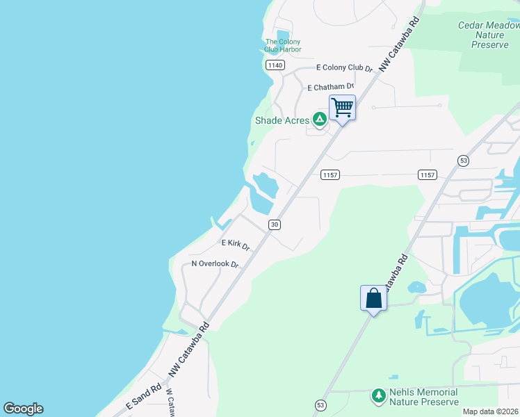 map of restaurants, bars, coffee shops, grocery stores, and more near 1546 Northwest Catawba Road in Port Clinton