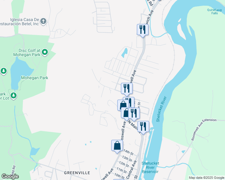 map of restaurants, bars, coffee shops, grocery stores, and more near 59 Saint Regis Avenue in Norwich