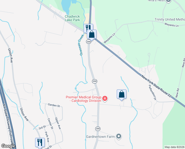 map of restaurants, bars, coffee shops, grocery stores, and more near 1636 Highway 300 in Newburgh