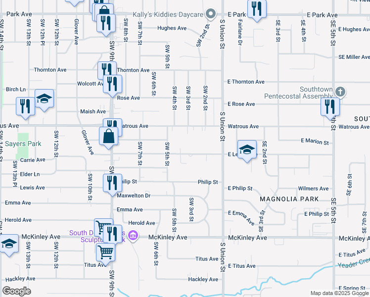 map of restaurants, bars, coffee shops, grocery stores, and more near 333 Leach Avenue in Des Moines