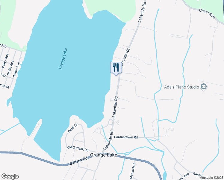 map of restaurants, bars, coffee shops, grocery stores, and more near 323 Lakeside Road in Newburgh