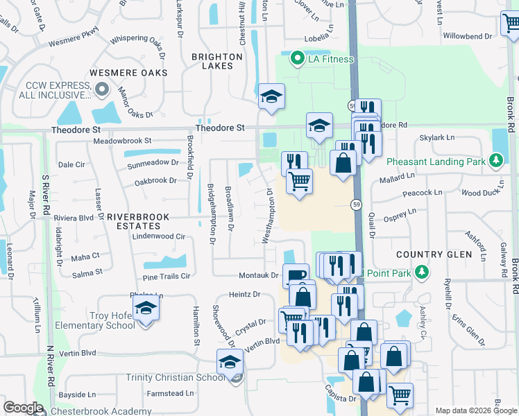 map of restaurants, bars, coffee shops, grocery stores, and more near 5112 Edgewater Court in Plainfield