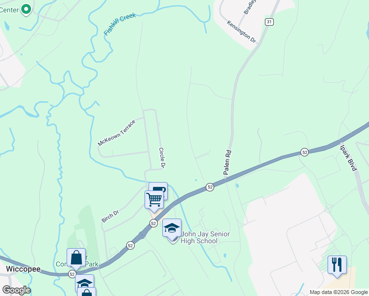 map of restaurants, bars, coffee shops, grocery stores, and more near 39 Roundhill Road in Hopewell Junction