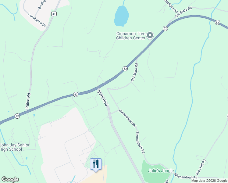 map of restaurants, bars, coffee shops, grocery stores, and more near 109 Shenandoah Road in Hopewell Junction