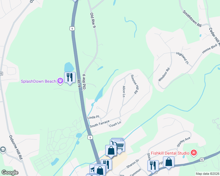 map of restaurants, bars, coffee shops, grocery stores, and more near 37 Sunrise Hill Rd in Fishkill