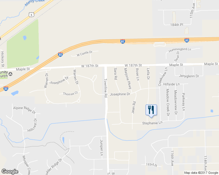 map of restaurants, bars, coffee shops, grocery stores, and more near 18815 Townline Road in Mokena