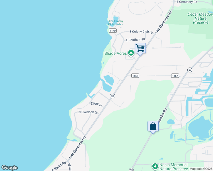 map of restaurants, bars, coffee shops, grocery stores, and more near 1546 Northwest Catawba Road in Port Clinton