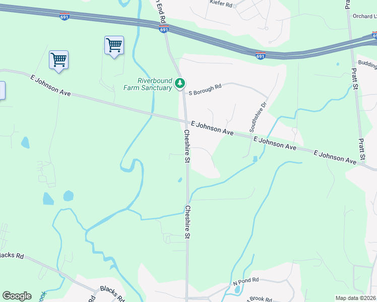 map of restaurants, bars, coffee shops, grocery stores, and more near 5 Sterling Ridge Court in Cheshire