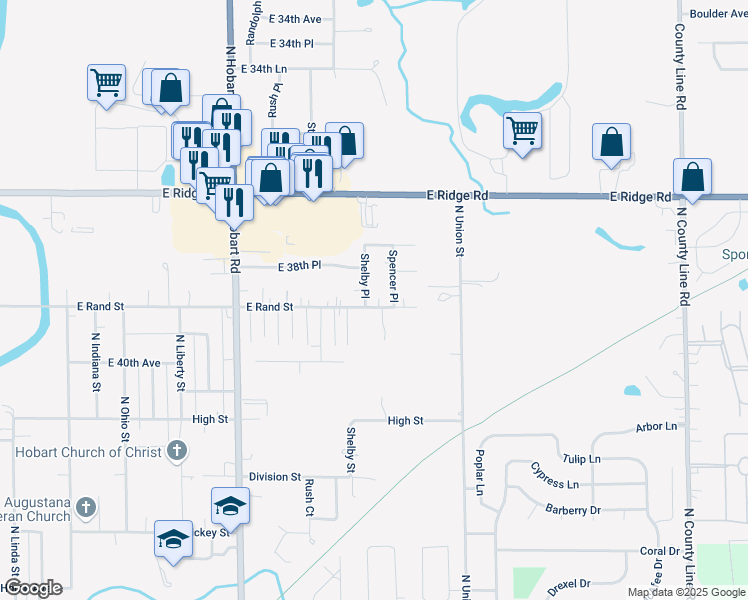 map of restaurants, bars, coffee shops, grocery stores, and more near 2000-2046 East 39th Avenue in Hobart