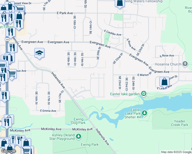 map of restaurants, bars, coffee shops, grocery stores, and more near 1981 Regency Drive in Des Moines