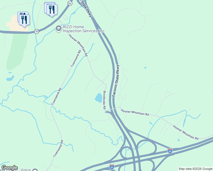 map of restaurants, bars, coffee shops, grocery stores, and more near 1 Brookside Road in Hopewell Junction