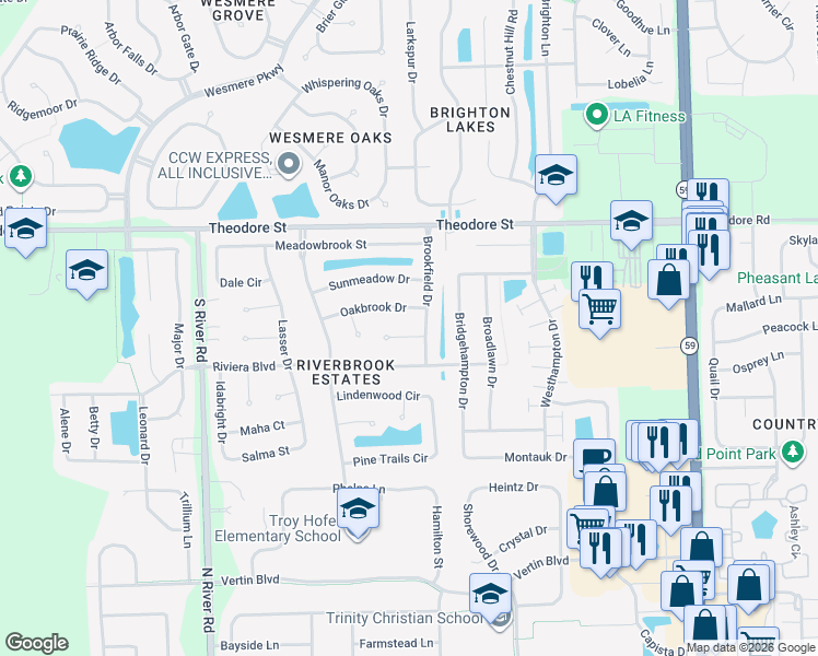 map of restaurants, bars, coffee shops, grocery stores, and more near 5211 Aladdin Court in Plainfield