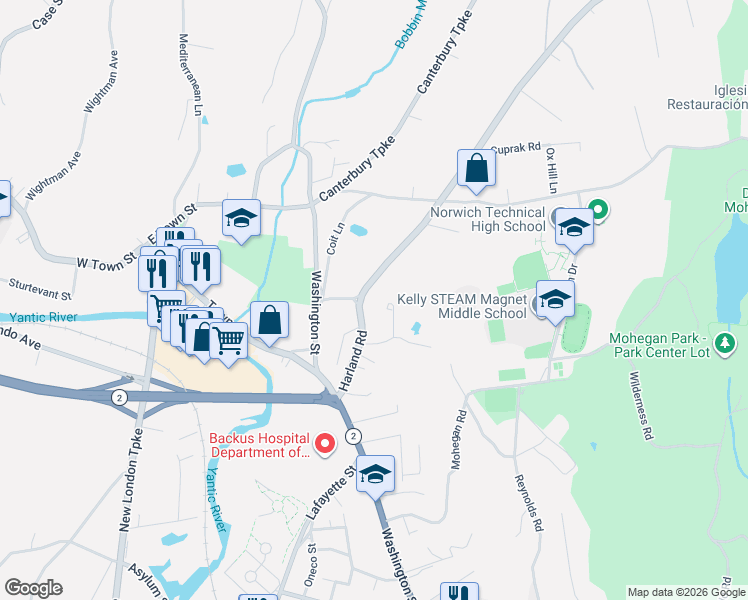 map of restaurants, bars, coffee shops, grocery stores, and more near 16 Holly Bush Lane in Norwich