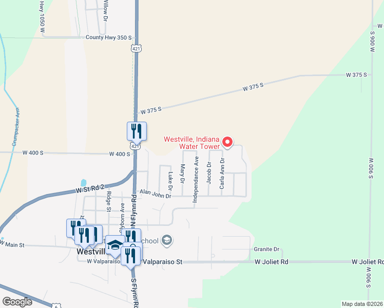 map of restaurants, bars, coffee shops, grocery stores, and more near 807 Independence Avenue in Westville