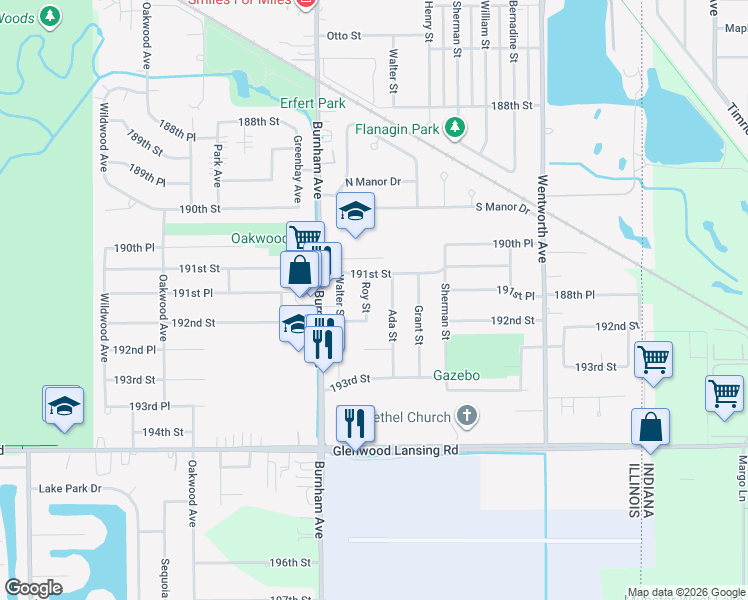 map of restaurants, bars, coffee shops, grocery stores, and more near 19145 Roy Street in Lansing
