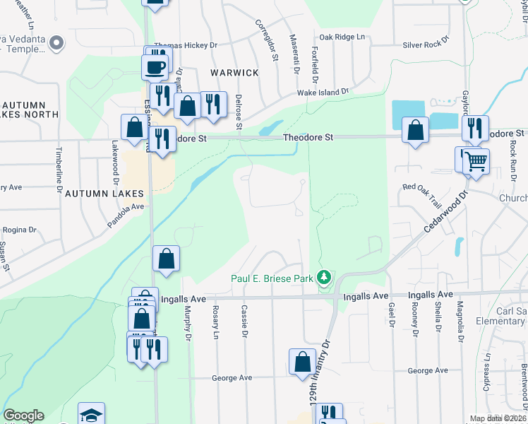 map of restaurants, bars, coffee shops, grocery stores, and more near 2968 Covered Bridge Way in Joliet