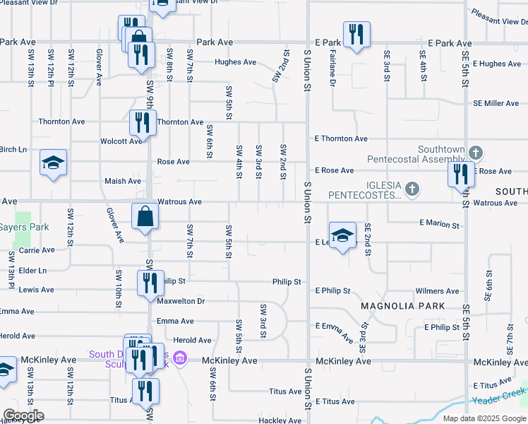 map of restaurants, bars, coffee shops, grocery stores, and more near 333 Leach Avenue in Des Moines