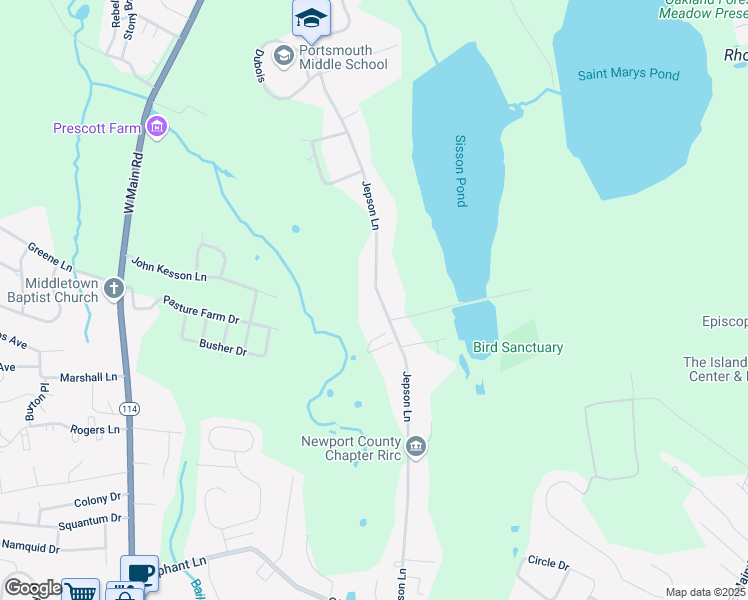 map of restaurants, bars, coffee shops, grocery stores, and more near 421 Jepson Lane in Portsmouth