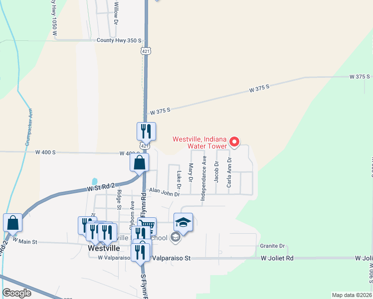 map of restaurants, bars, coffee shops, grocery stores, and more near 807 Independence Avenue in Westville