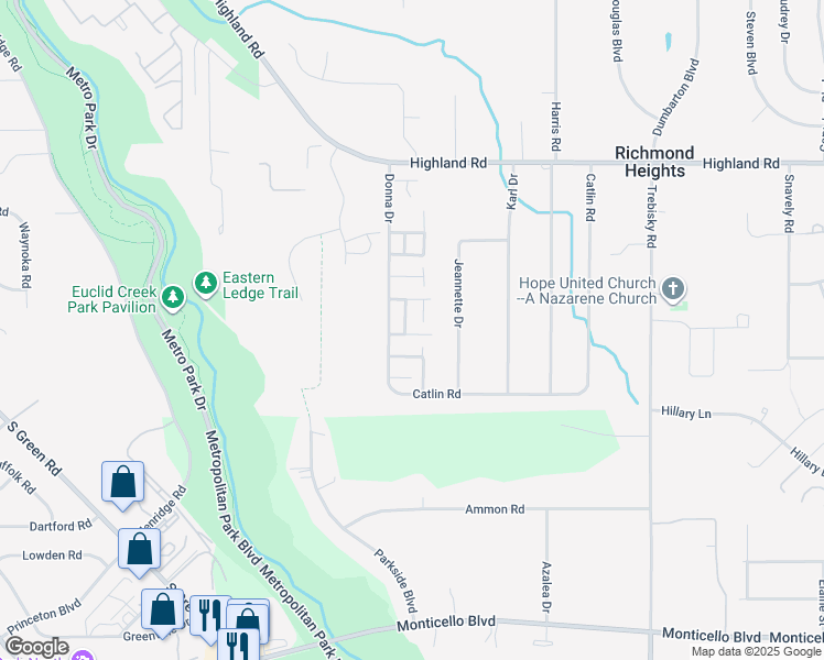 map of restaurants, bars, coffee shops, grocery stores, and more near 567 Bartow Lane in Richmond Heights