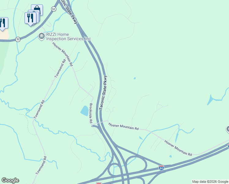 map of restaurants, bars, coffee shops, grocery stores, and more near 130 Winding Wood Road in East Fishkill