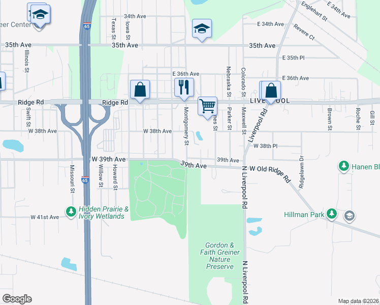 map of restaurants, bars, coffee shops, grocery stores, and more near 3873 Montgomery Street in Hobart