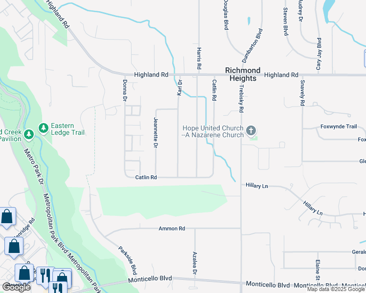 map of restaurants, bars, coffee shops, grocery stores, and more near 502 Karl Drive in Richmond Heights