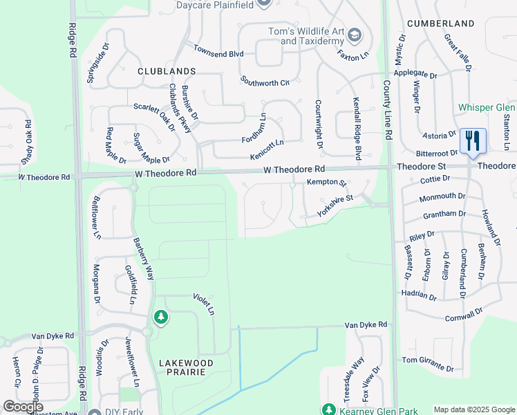 map of restaurants, bars, coffee shops, grocery stores, and more near 7417 Ascot Court in Joliet