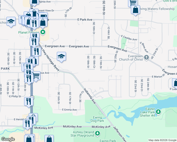 map of restaurants, bars, coffee shops, grocery stores, and more near 1801 East Maish Avenue in Des Moines