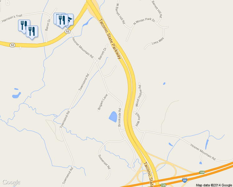 map of restaurants, bars, coffee shops, grocery stores, and more near 66 Hosner Mountain Road in Hopewell Junction