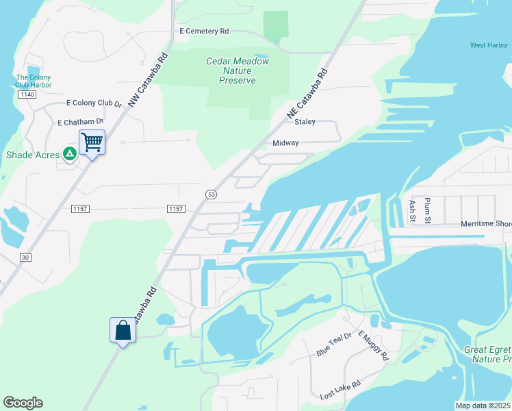 map of restaurants, bars, coffee shops, grocery stores, and more near 5566 East Dane Avenue in Port Clinton