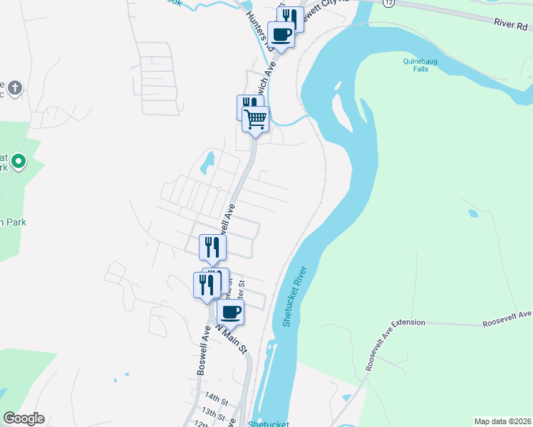 map of restaurants, bars, coffee shops, grocery stores, and more near 25 Friendship Street in Norwich