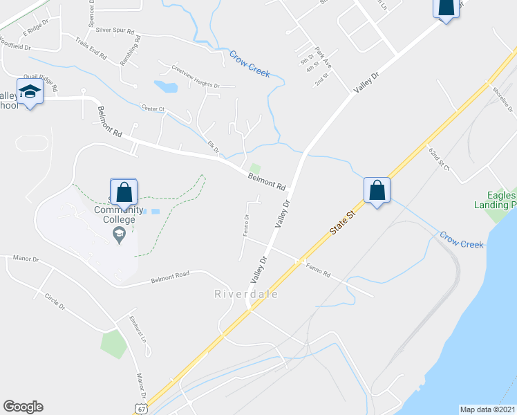 map of restaurants, bars, coffee shops, grocery stores, and more near 1139 Fenno Drive in Riverdale