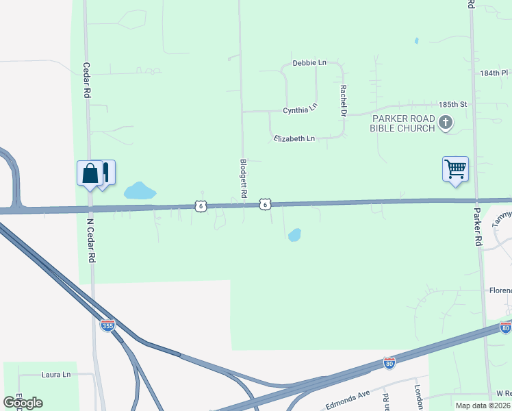 map of restaurants, bars, coffee shops, grocery stores, and more near 13999 Southwest Highway in Mokena